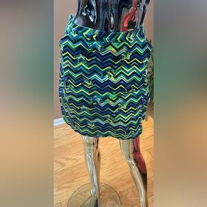 Versace Strech Patterned Skirt - Green and Blue